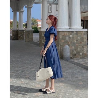 𝐃𝐞𝐧𝐢𝐦 𝐃𝐫𝐞𝐬𝐬 𝟎𝟑 - Đầm denim cổ vuông tay bồng