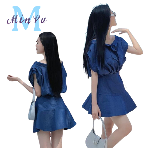 Đầm xoè viền nơ cổ đi biển siêu xinh hàng cao cấp YV546