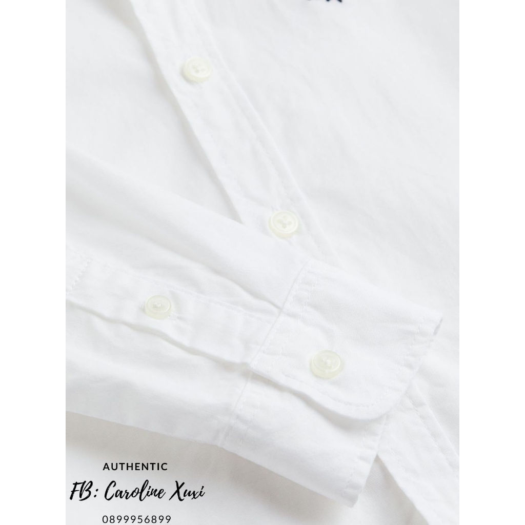 Áo sơ mi trắng/xanh bé trai HM Auth