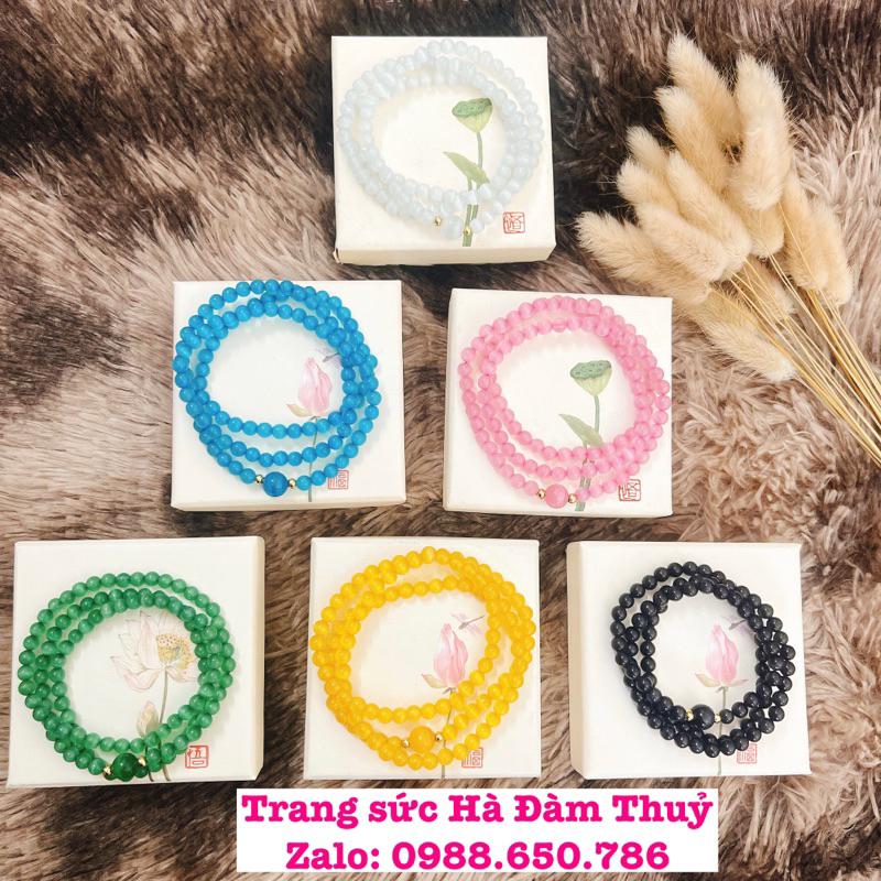 HOT  Vòng đá Mắt Mèo size 5,5 ly đủ các màu đẹp xinh. Tặng Hộp gấm+Thẻ Bình an🔥🔥🔥