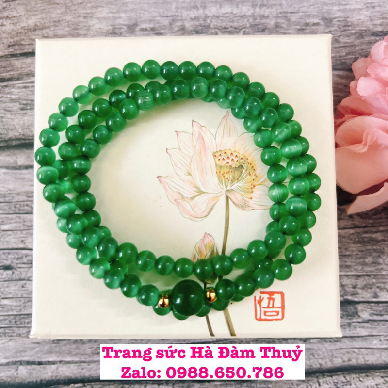 HOT  Vòng đá Mắt Mèo size 5,5 ly đủ các màu đẹp xinh. Tặng Hộp gấm+Thẻ Bình an🔥🔥🔥