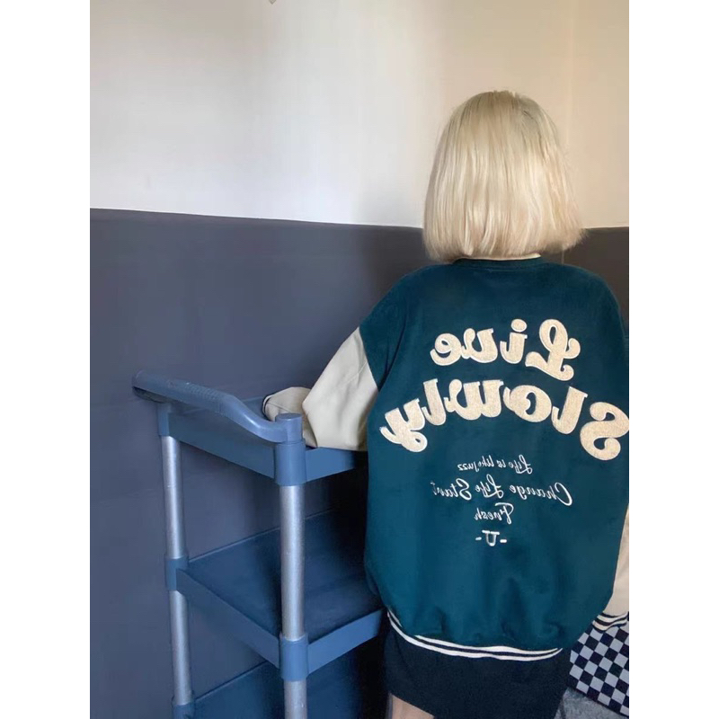 Áo Khoác Bóng Chày Nữ Mùa Thu Mỹ Retro Tay Raglan Mới Kiểu Oversize Thời Trang Nam Nữ