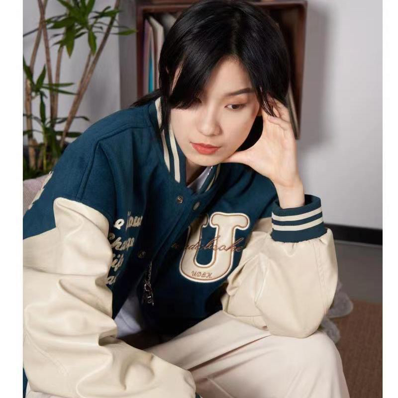 Áo Khoác Bóng Chày Nữ Mùa Thu Mỹ Retro Tay Raglan Mới Kiểu Oversize Thời Trang Nam Nữ