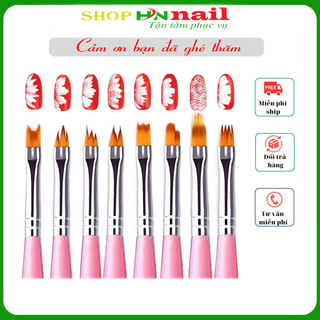 Bộ cọ vẽ có 8 cây màu hồng trang trí móng làm đẹp nail mi shop hnnail