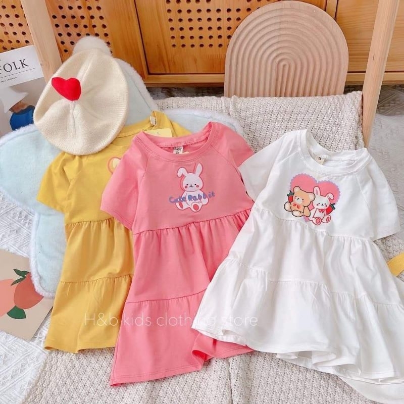 Đầm bé gái 2 tầng tay ngắn