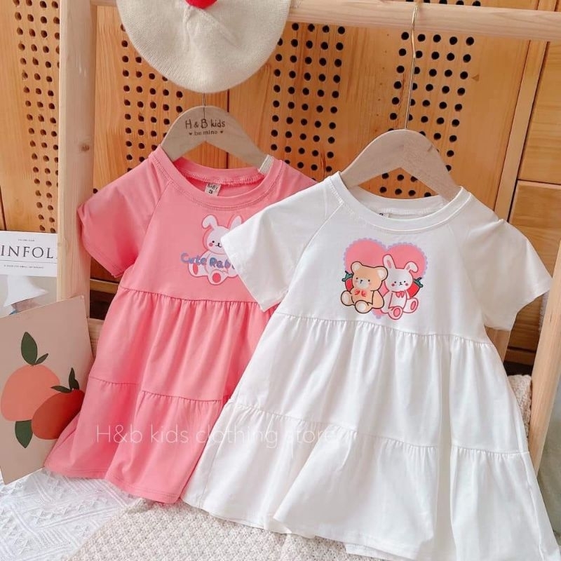 Đầm bé gái 2 tầng tay ngắn