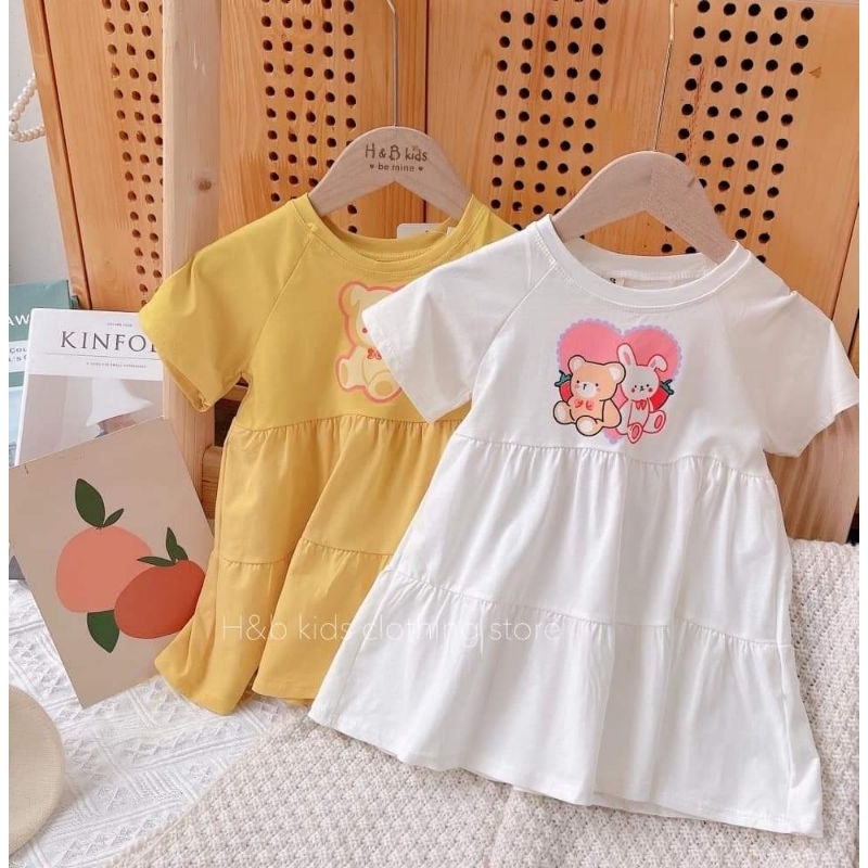 Đầm bé gái 2 tầng tay ngắn