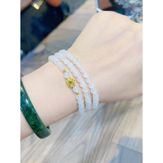 Vòng đá moon mặt trăng mix charm sen vàng