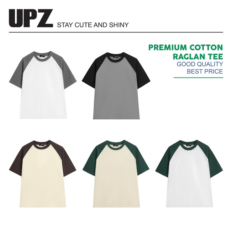 UPZ Áo Thun Cotton Raglan Unisex Nam Nữ Cơ Bản (5 Màu)