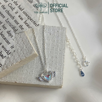 Dây chuyền bạc nữ TLEE trái tim thiên thần đá chủ moonstone lấp lánh TLEE JEWELRY D0251