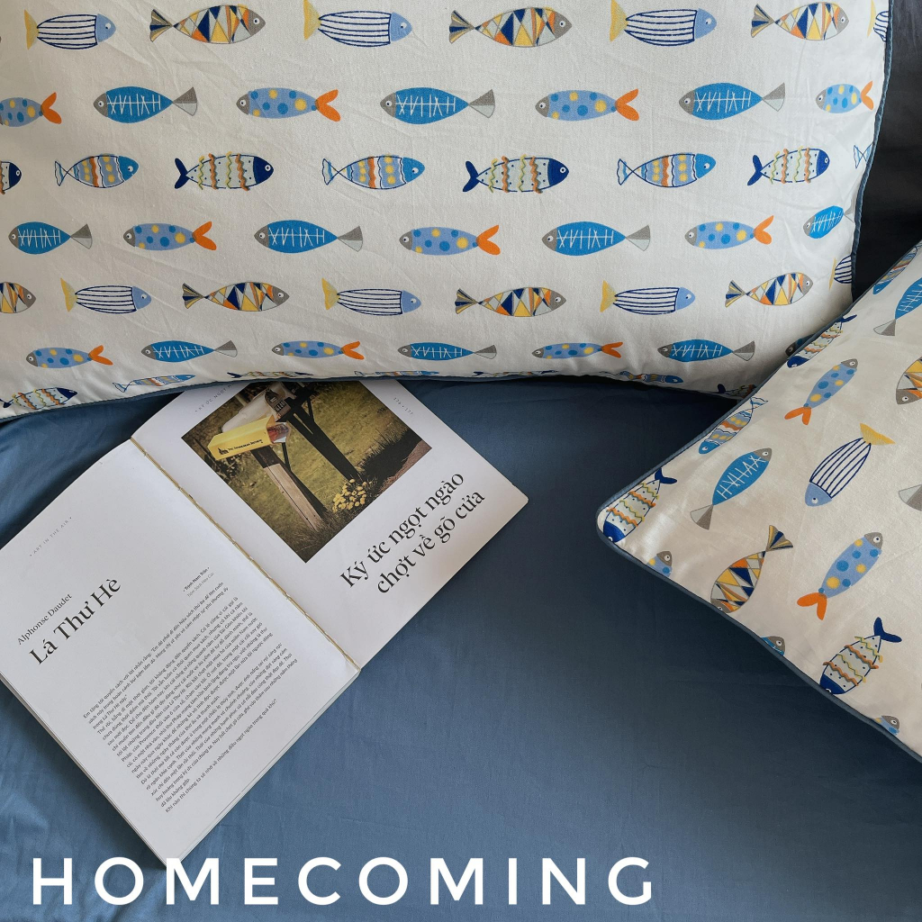 Vỏ gối nằm hình cá chất liệu 100% cotton Hàn kích thước 45x65cm/50x70cm thương hiệu Homecoming.