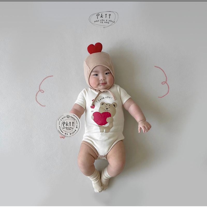 [IKII] Ảnh thật - set suit gấu tim Hàn cho bé trai bé gái