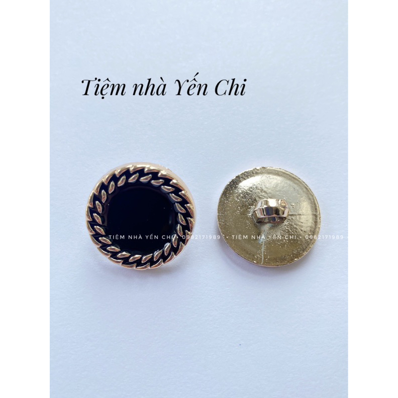 Cúc,khuy,nút nhựa ĐEN VIỀN VÀNG cỡ 1.8cm và 2.1cm HY00801