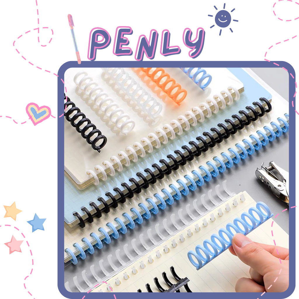 Binder nhựa thanh còng làm sổ Penly, kẹp tài liệu lò xo sổ còng đường kính 12mm bìa màu A5 B5 A4 20 