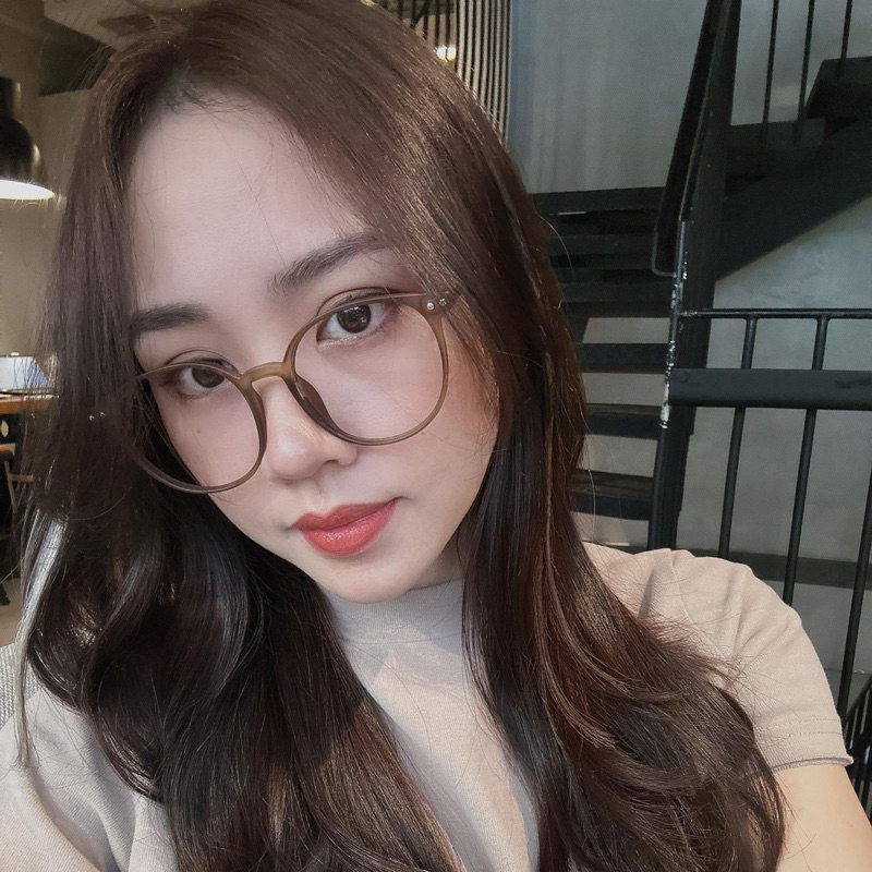 Gọng nhựa chân kim loại xoắn, tròn xoe : 2 chấm ngang 1587