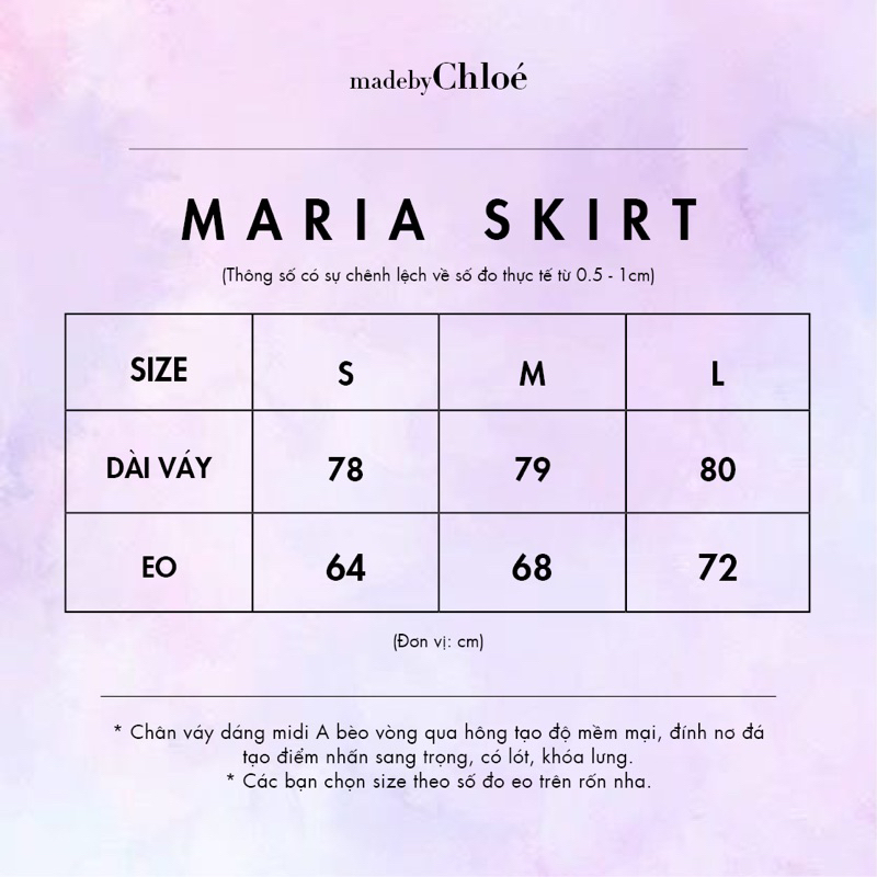 MadebyChloé - Chân váy midi A bèo MARIA SKIRT  - Thiết kế cao cấp