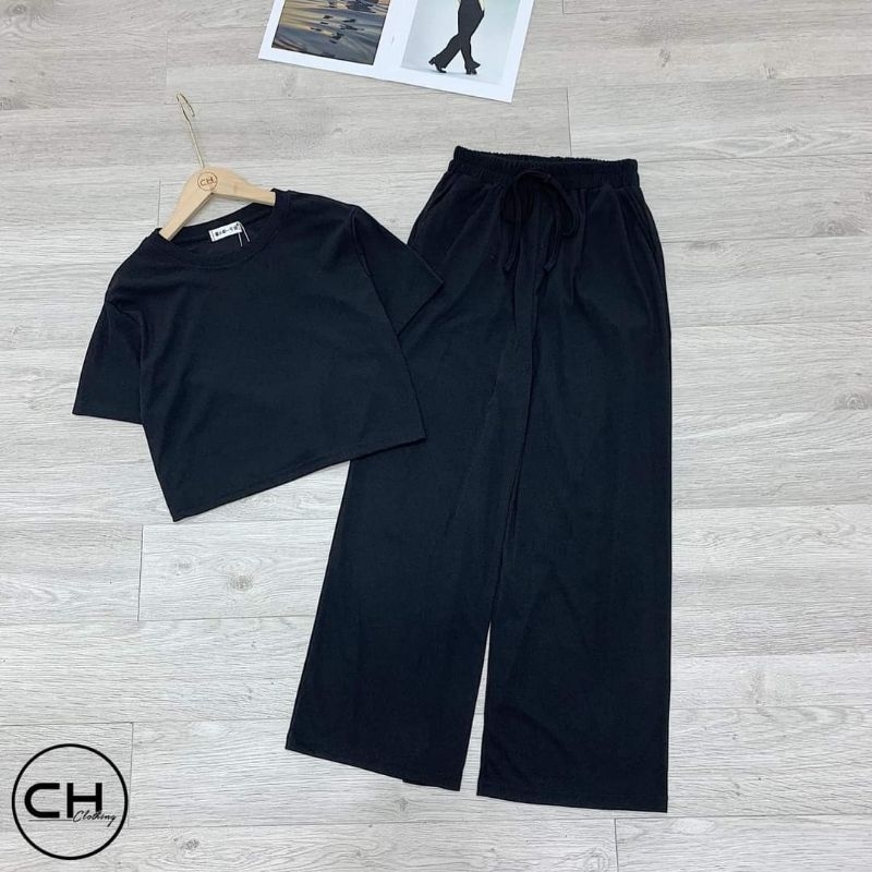 Sét bộ bé gái quần suông áo crotop