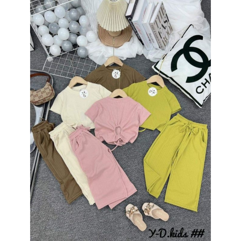 Sét bộ bé gái quần suông áo crotop