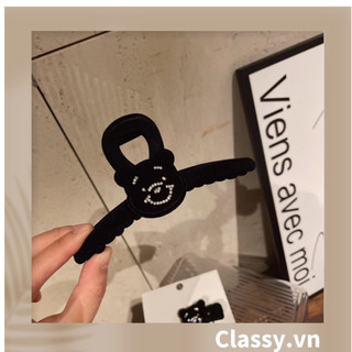 BST Kẹp Classy tóc càng cua và dây cột tóc đen trắng họa tiết chú gấu mèo siêu dễ thương hot trend [PK719]