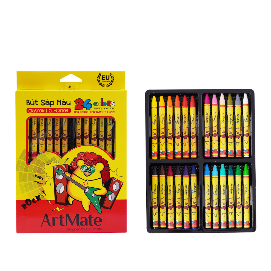 Bút Sáp Màu CLASSMATE 12-24 Màu, Bám Giấy Tốt Cho Bé Tập Tô CR101/102/103