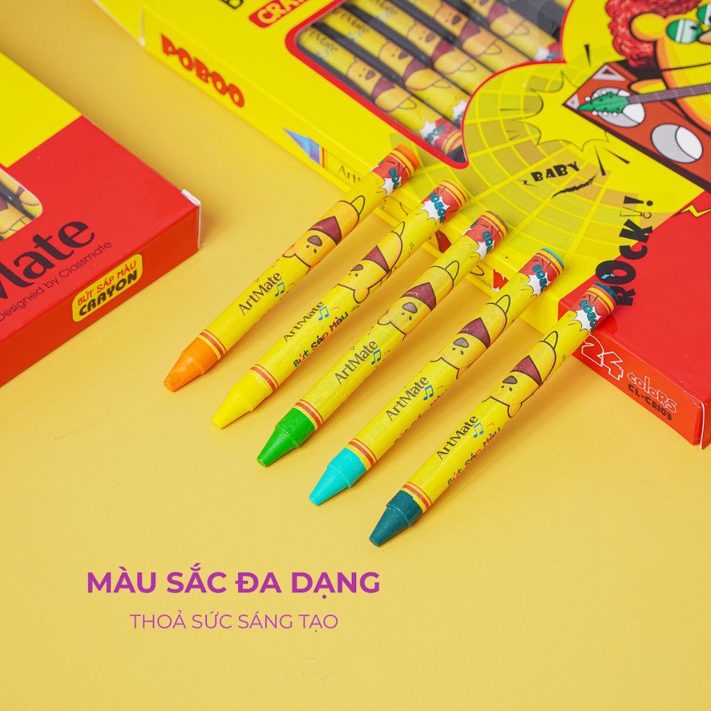 Bút Sáp Màu CLASSMATE 12-24 Màu, Bám Giấy Tốt Cho Bé Tập Tô CR101/102/103