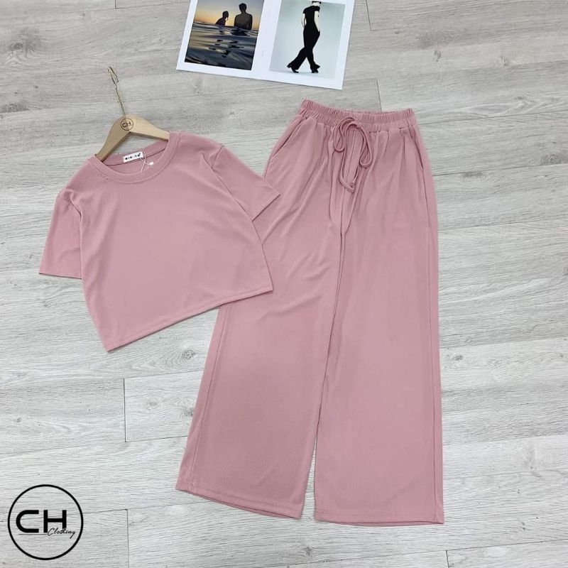 Sét bộ bé gái quần suông áo crotop