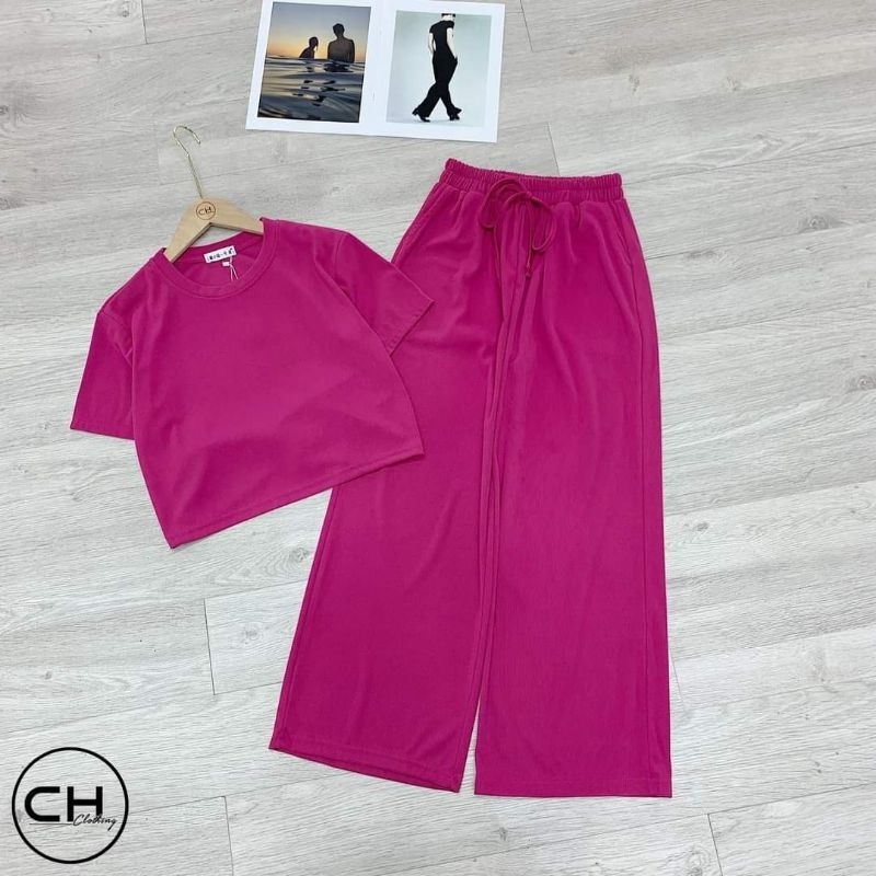 Sét bộ bé gái quần suông áo crotop