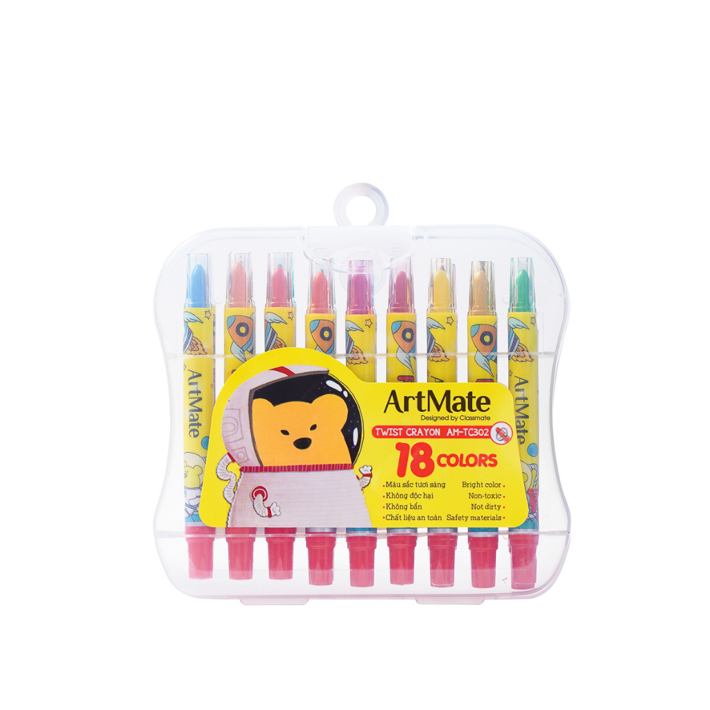 Bút Sáp Vặn CLASSMATE Bộ 12-24 Chiếc Màu Sắc Chuẩn, Tươi Sáng, Bám Giấy Tốt Cho Bé Tập Tô AM-TC301/302/303