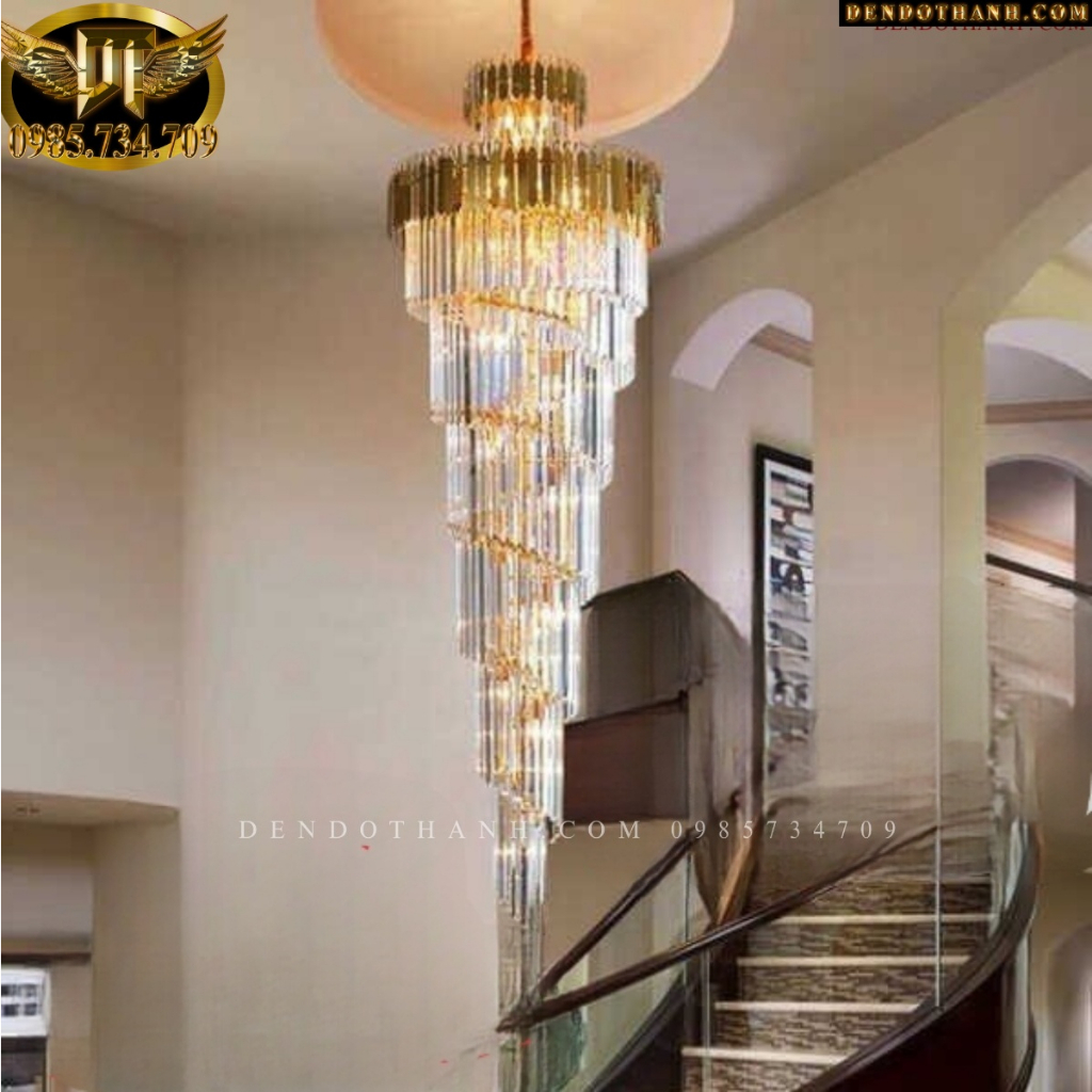 Đèn thả chùm phale thông tầng, đèn thả chùm phale sảnh, phòng khách cao cấp phong cách hiện đại DDT