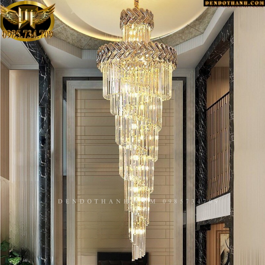 Đèn thả chùm phale thông tầng, đèn thả chùm phale sảnh, phòng khách cao cấp phong cách hiện đại DDT