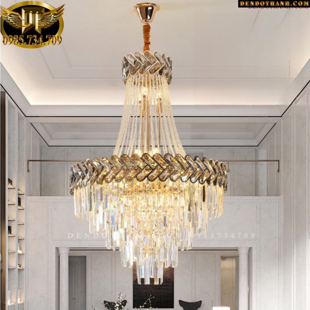 Đèn thả chùm phale thông tầng, đèn thả chùm phale sảnh, phòng khách cao cấp phong cách hiện đại DDT