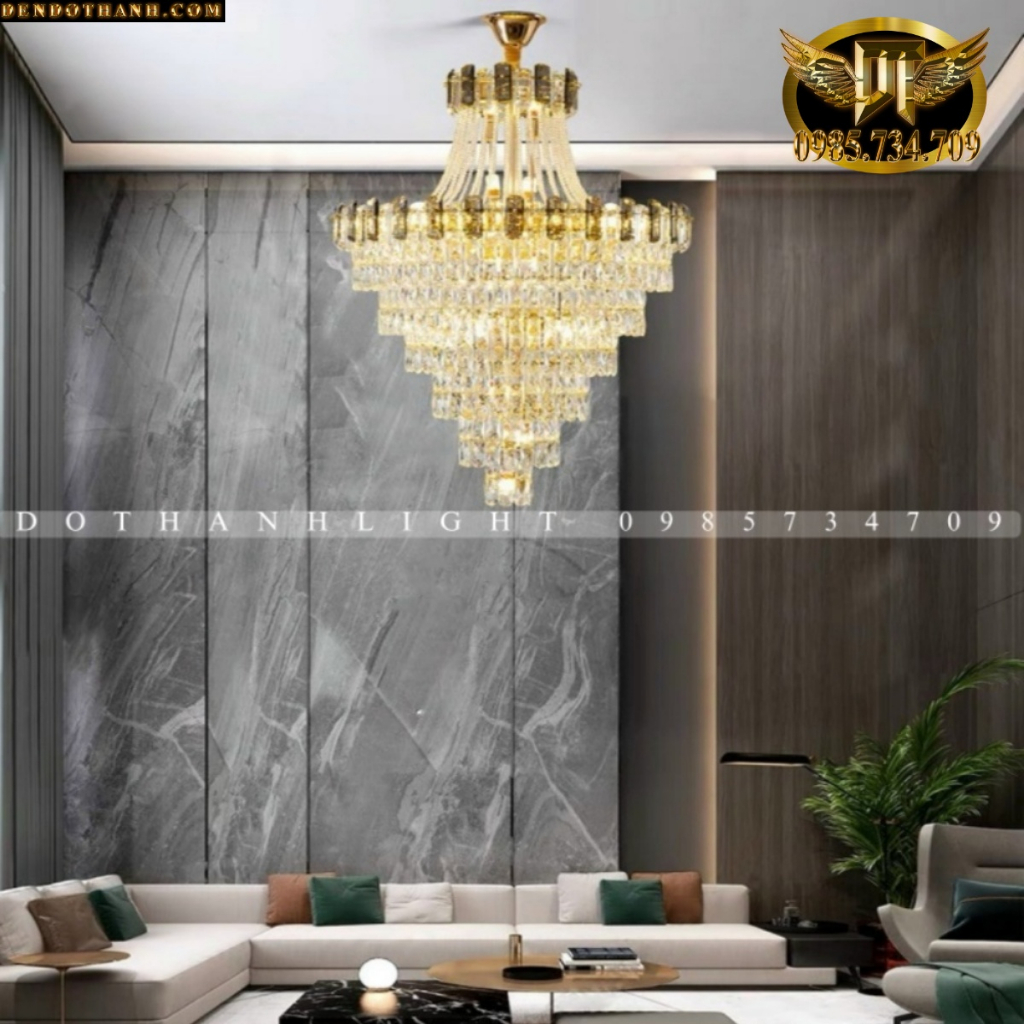 Đèn thả chùm phale thông tầng, đèn thả chùm phale sảnh, phòng khách cao cấp phong cách hiện đại DDT
