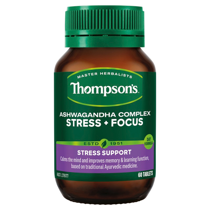 Viên uống giảm mệt mỏi - tăng khả năng tập trung 60 viên Thompson's Ashwagandha Complex Stress + Focus