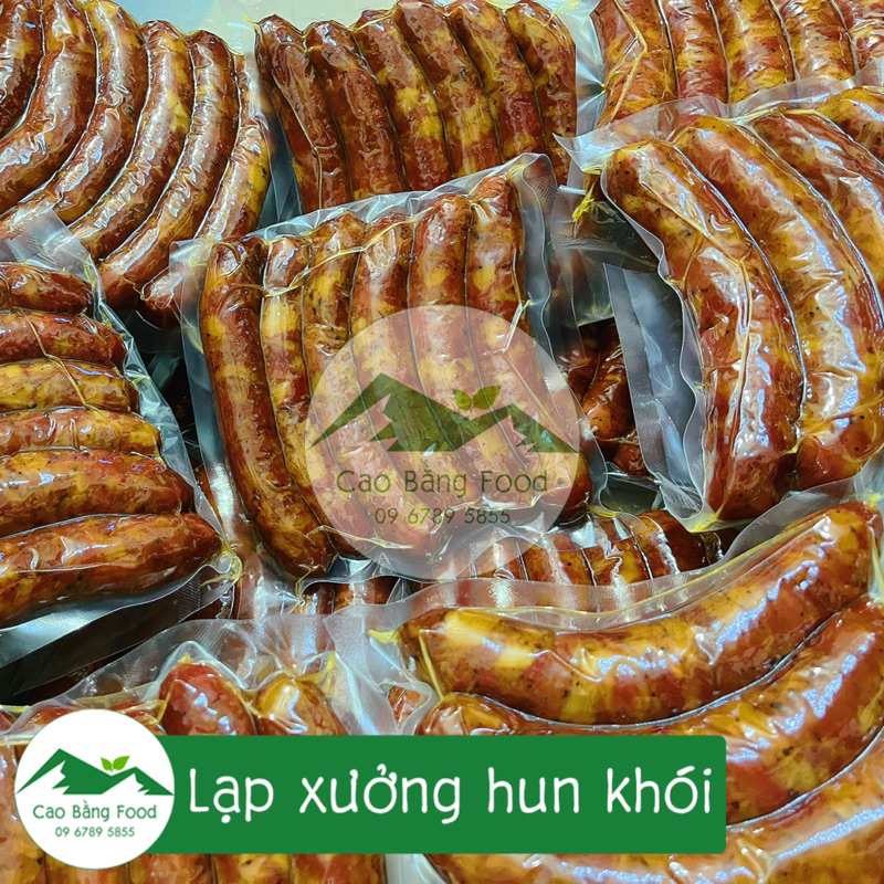 Lạp xưởng hun khói Cao Bằng Food vỏ mỏng, giòn, ngọt, thơm tiêu