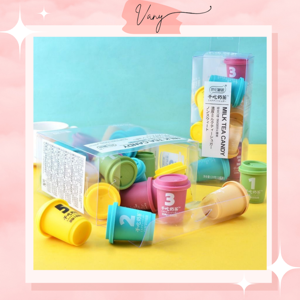 Kẹo Viên Nén Trà Sữa Cafe Thơm Ngon Dạng Hũ Ly Nhỏ