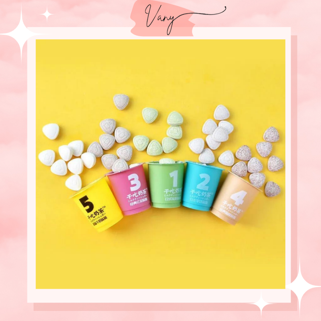 Kẹo Viên Nén Trà Sữa Cafe Thơm Ngon Dạng Hũ Ly Nhỏ