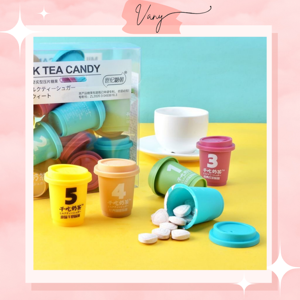 Kẹo Viên Nén Trà Sữa Cafe Thơm Ngon Dạng Hũ Ly Nhỏ
