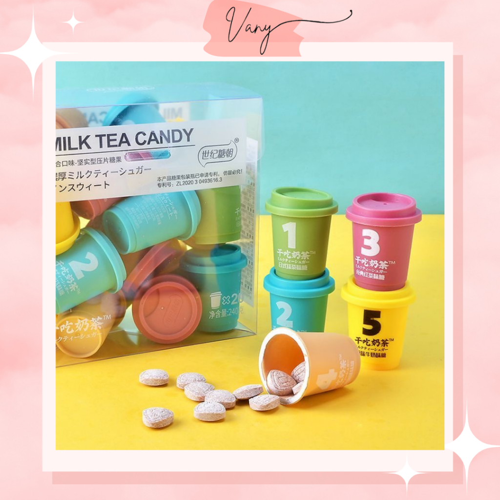 Kẹo Viên Nén Trà Sữa Cafe Thơm Ngon Dạng Hũ Ly Nhỏ