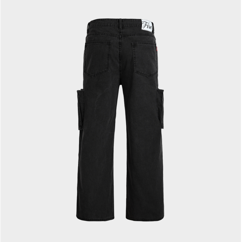 Quần Grey Uneven Dye Denim Cargo Pants