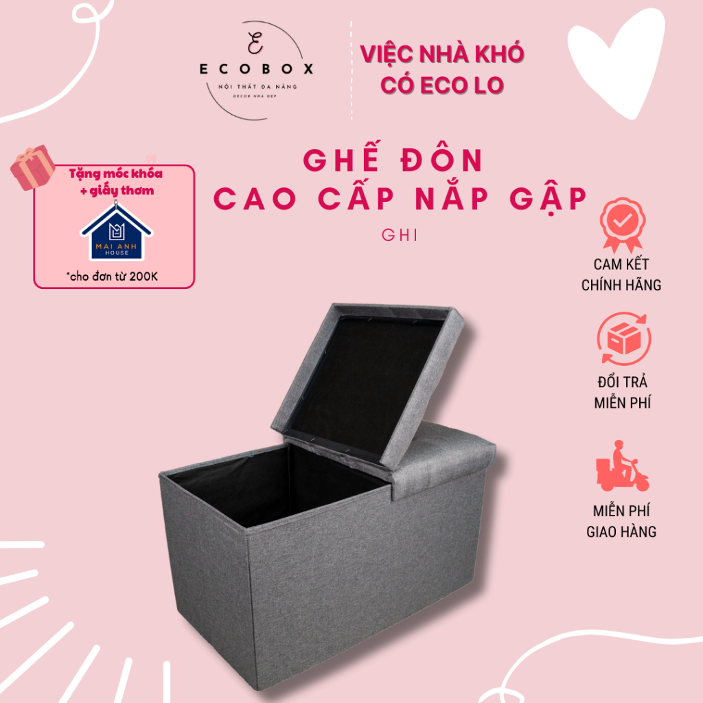 Ghế đựng đồ đa năng có nắp gập - Hộp đựng quần áo kiêm ghế ngồi, thân gỗ chịu lực GDQA - rubyhomestore