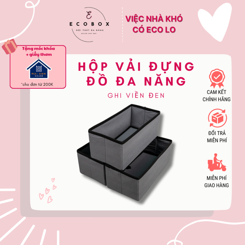 Set 3 Hộp vải đựng quần áo đa năng vải Oxford cao cấp - Hộp đựng đồ chơi hàng xuất khẩu HDQA11 - rubyhomestore