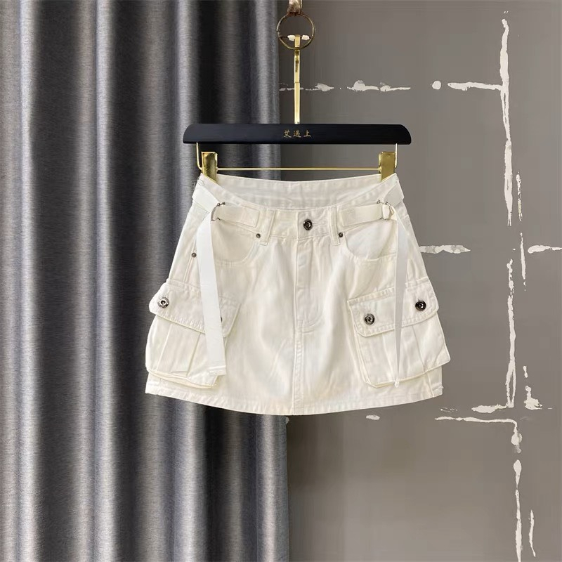 CHÂN VÁY KAKI NỮ LƯNG CAO 2 TÚI HỘP HÔNG PHỐI DÂY ĐAI LAI CUỐN KÈM LÓT QUẦN MÀU ĐEN KEM XÁM CHẤT KAKI CÁ TÍNH