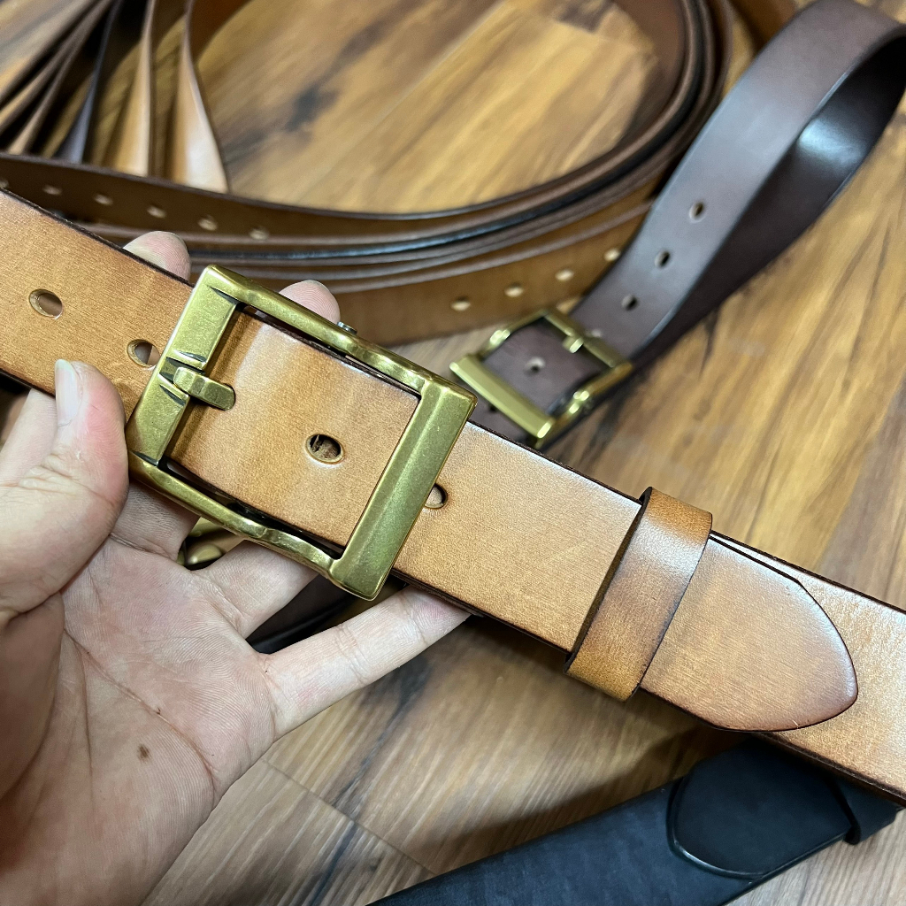 Thắt Lưng Nam Da Bò Ý Nguyên chất bảo hành 5 năm TMY01,Dây nịt khóa kim Đồng Đúc bản 3.8cm siêu bền