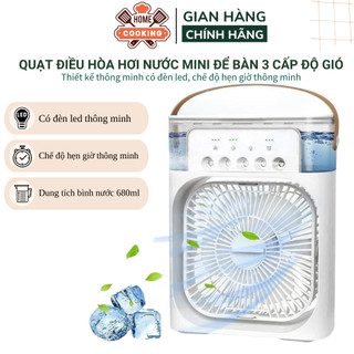 Quạt phun sương mini , Quạt phun sương để bàn nhỏ gọn,Có 5 vòi phun sương kèm đèn led 7 màu tùy chỉnh
