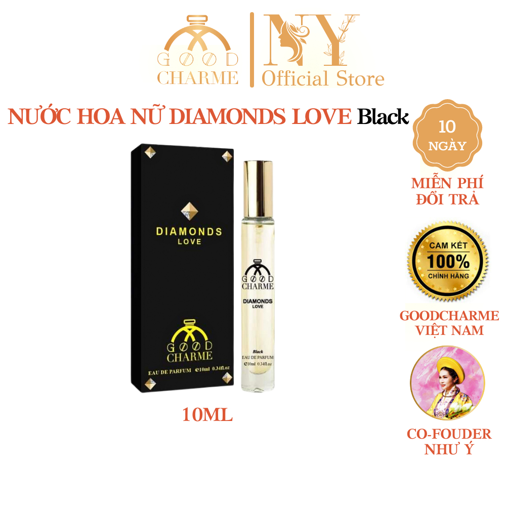 Nước hoa nữ Good Charm DIAMONDS LOVE BLACK Như Ý chính hãng 10ml, nc hoa mini nam nữ chiếc mùi ngọt hương hoa quyến rũ