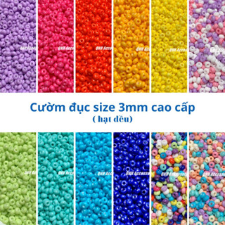 [CƯỜM ĐẸP]Gói 10g hạt cườm đục 3mm dùng làm dây chuyền, vòng tay, vòng cổ, trang sức handmade DIY