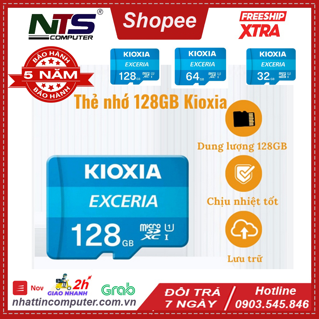 Thẻ nhớ Micro SDHC Exceria Toshiba Kioxia Class 10 Dung Lượng 32/64/128GB, phù hợp cho camera, máy quay phim, điện thoại