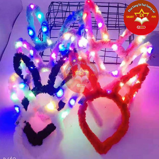 Bờm Cài Tóc Tai thỏ lông phát sáng nhiều màu