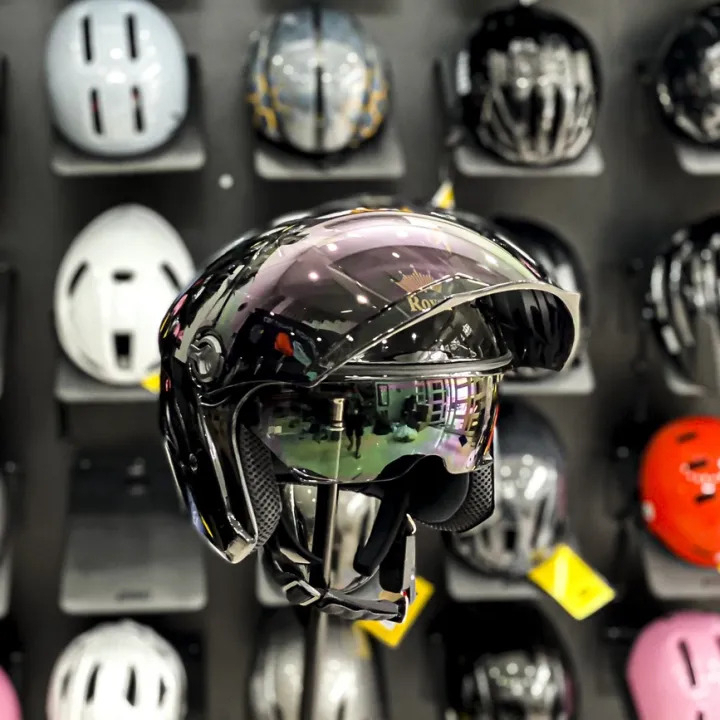 Mũ bảo hiểm 3/4 2 kính Royal M268 đen bóng cao cấp chính hãng, bảo hành 12 tháng