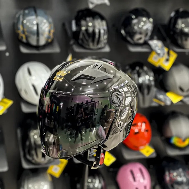 Mũ bảo hiểm 3/4 2 kính Royal M268 đen bóng cao cấp chính hãng, bảo hành 12 tháng